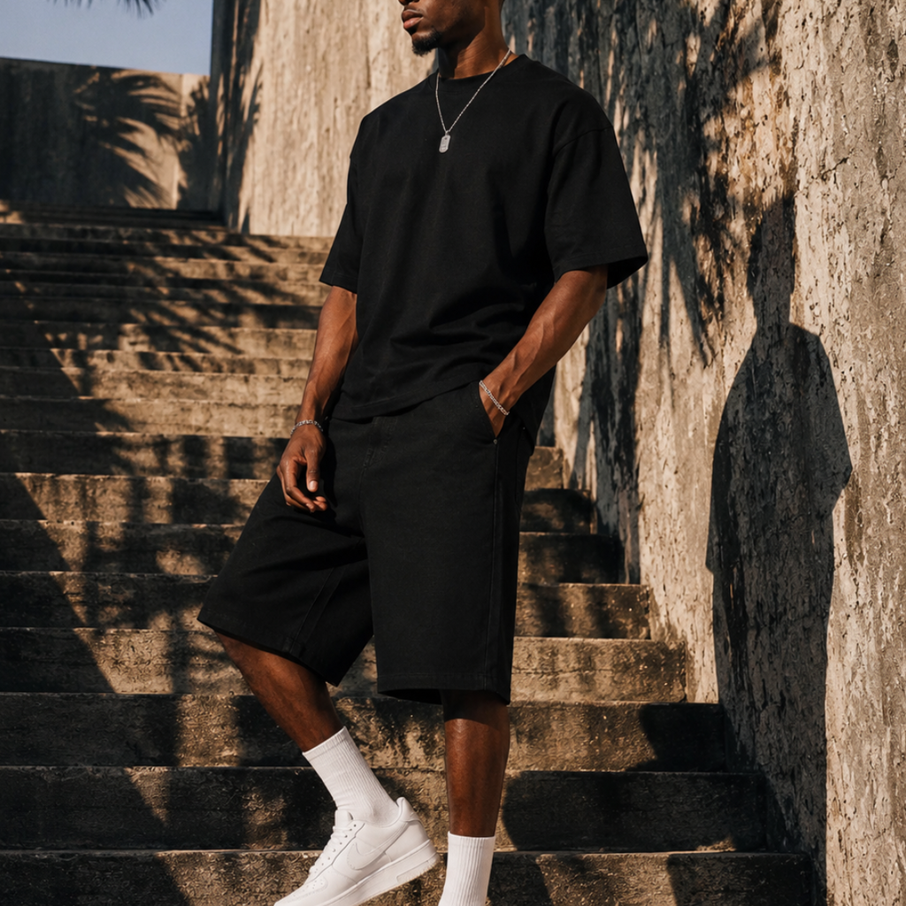 SHORT BAGGY DENIM - Noir