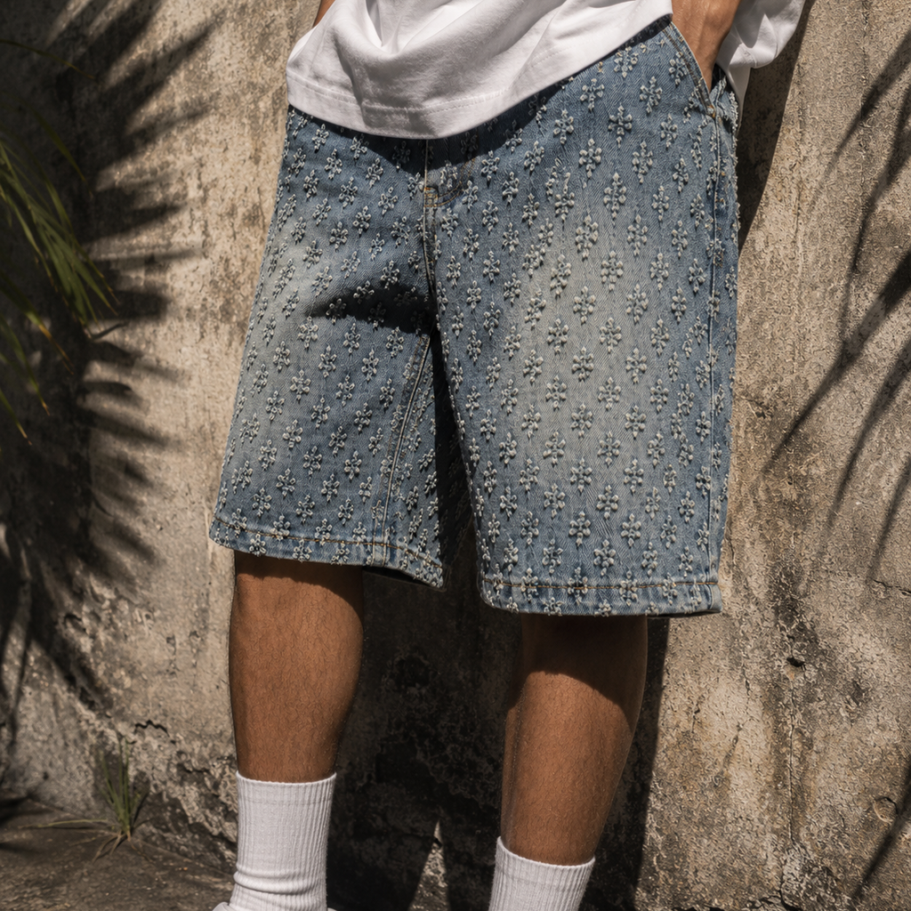 SHORT TEXTURÉ - Bleu
