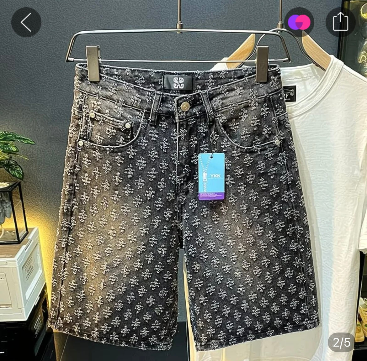 Short Jean Baggy Texturé - Noir